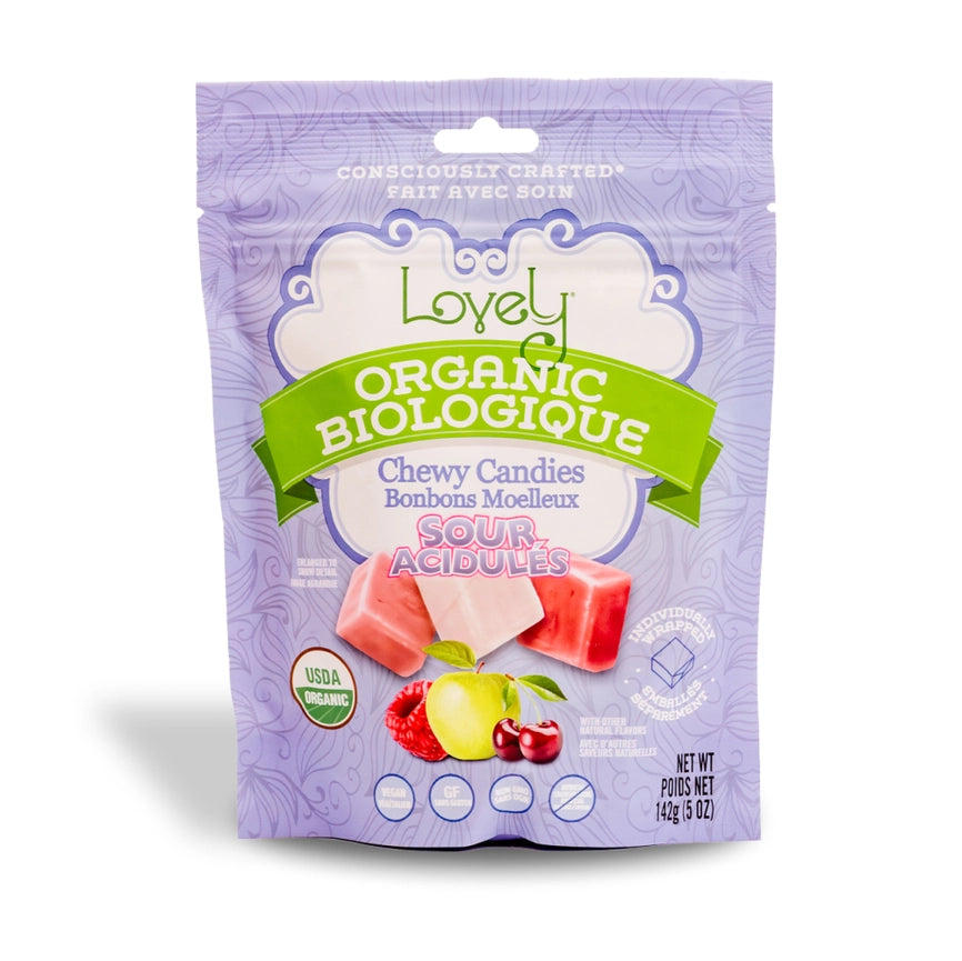 Lovely Candy Company Gluten Free Dye Free Vegan Organic Sour Chewy Candies