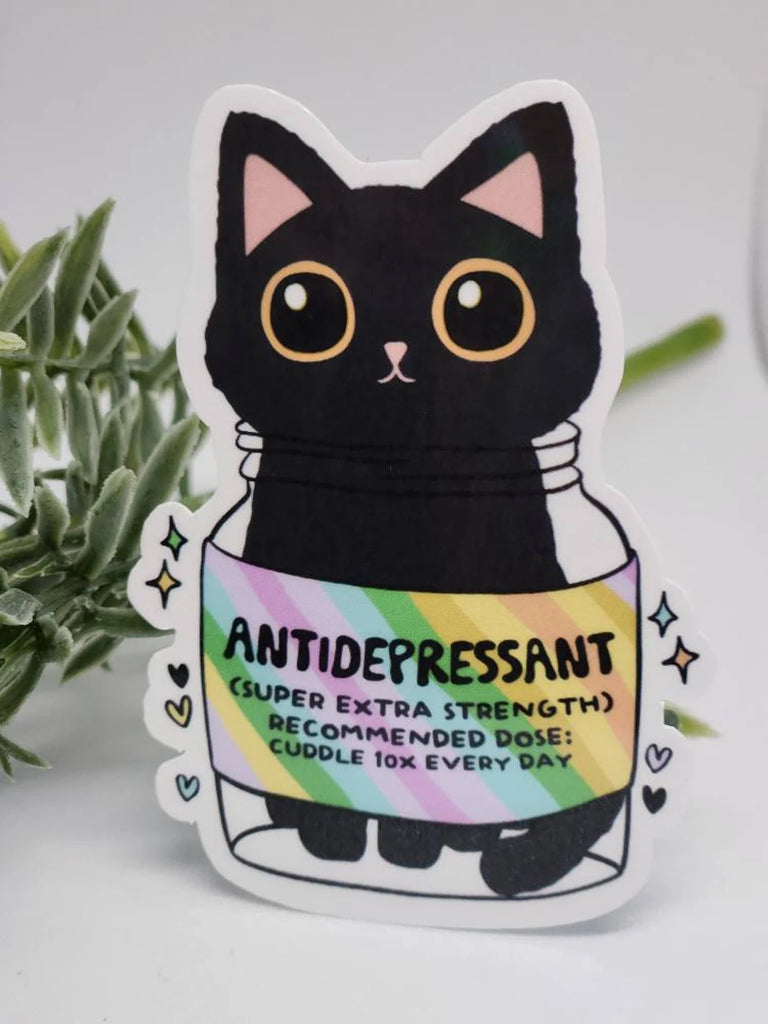 Luxe Trauma Vinyl Sticker - Antidepressant Cat