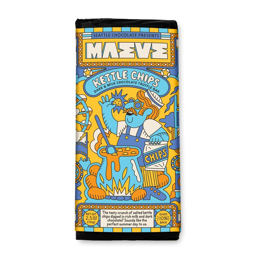 Maeve Chocolate Dark & Milk Chocolate Kettle Chips Truffle Bar