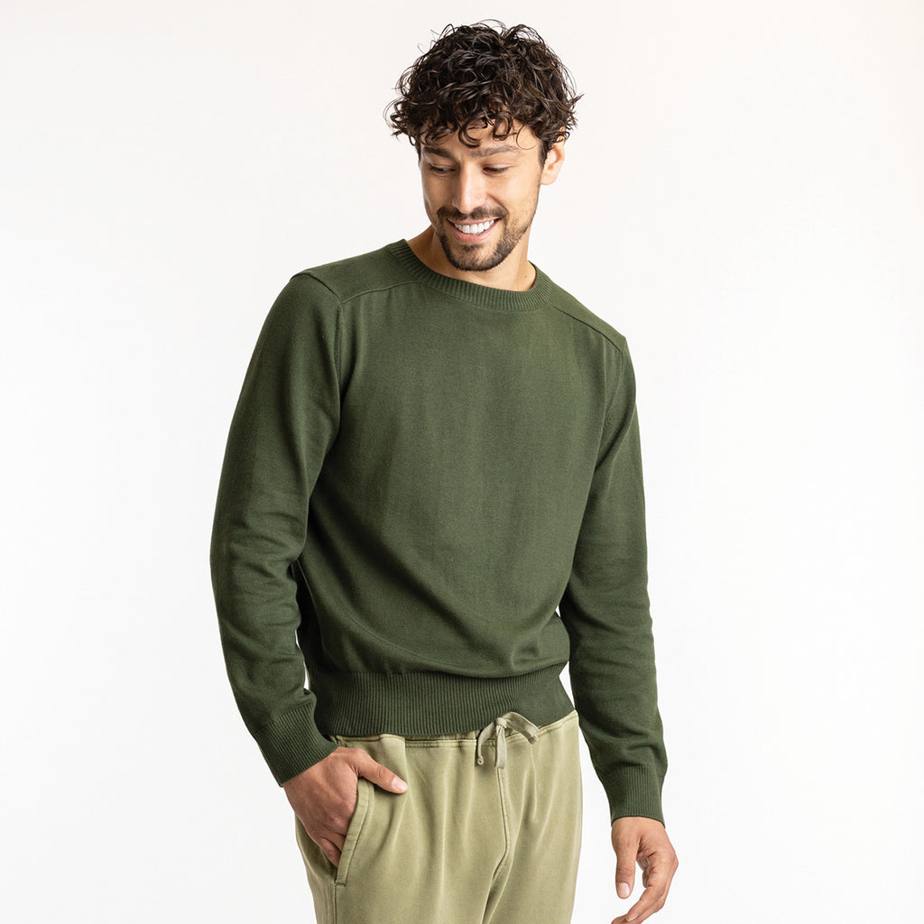 Maggie's Organics 100% Regenerative Organic Certified® Cotton - Classic Crew Sweater in Pine