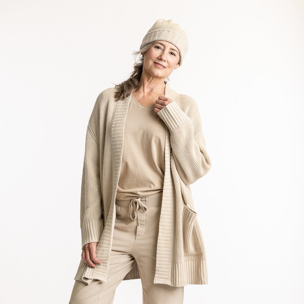 Maggie's Organics 100% Regenerative Organic Certified® Cotton Cardigan Sweater in Pearl