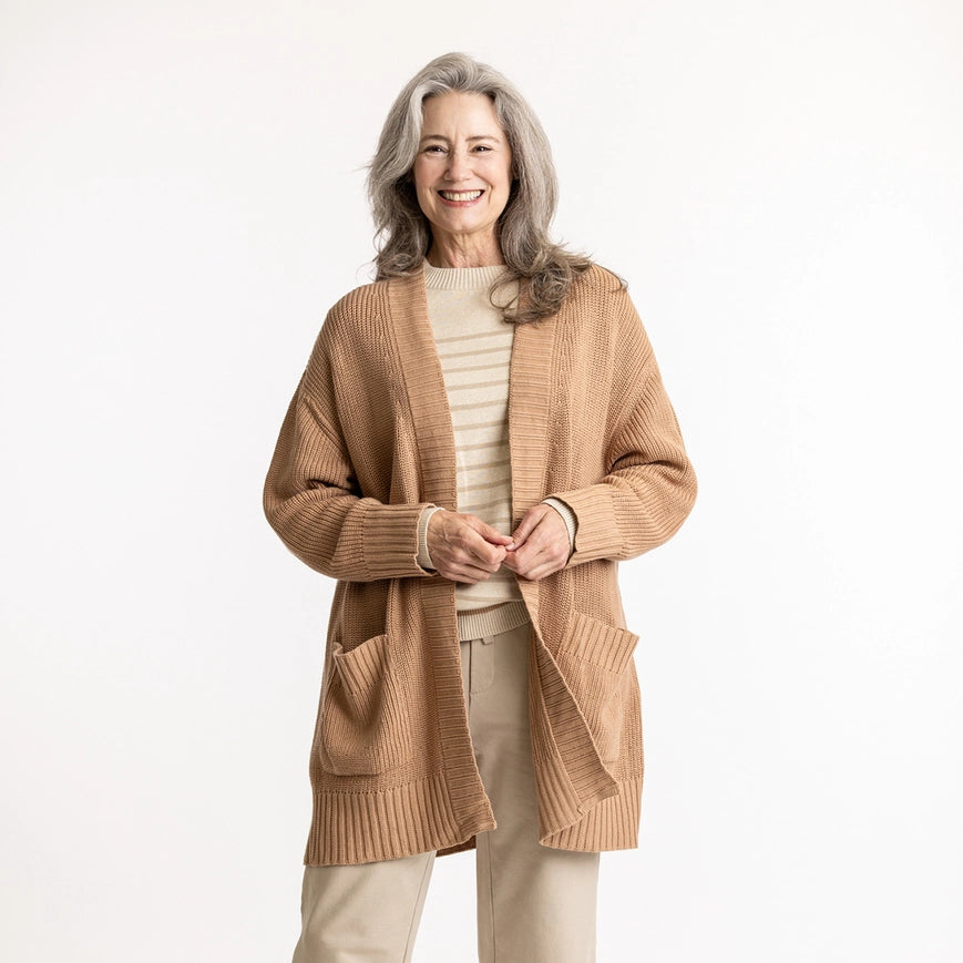 Maggie's Organics 100% Regenerative Organic Certified® Cotton Cardigan Sweater in Turmeric