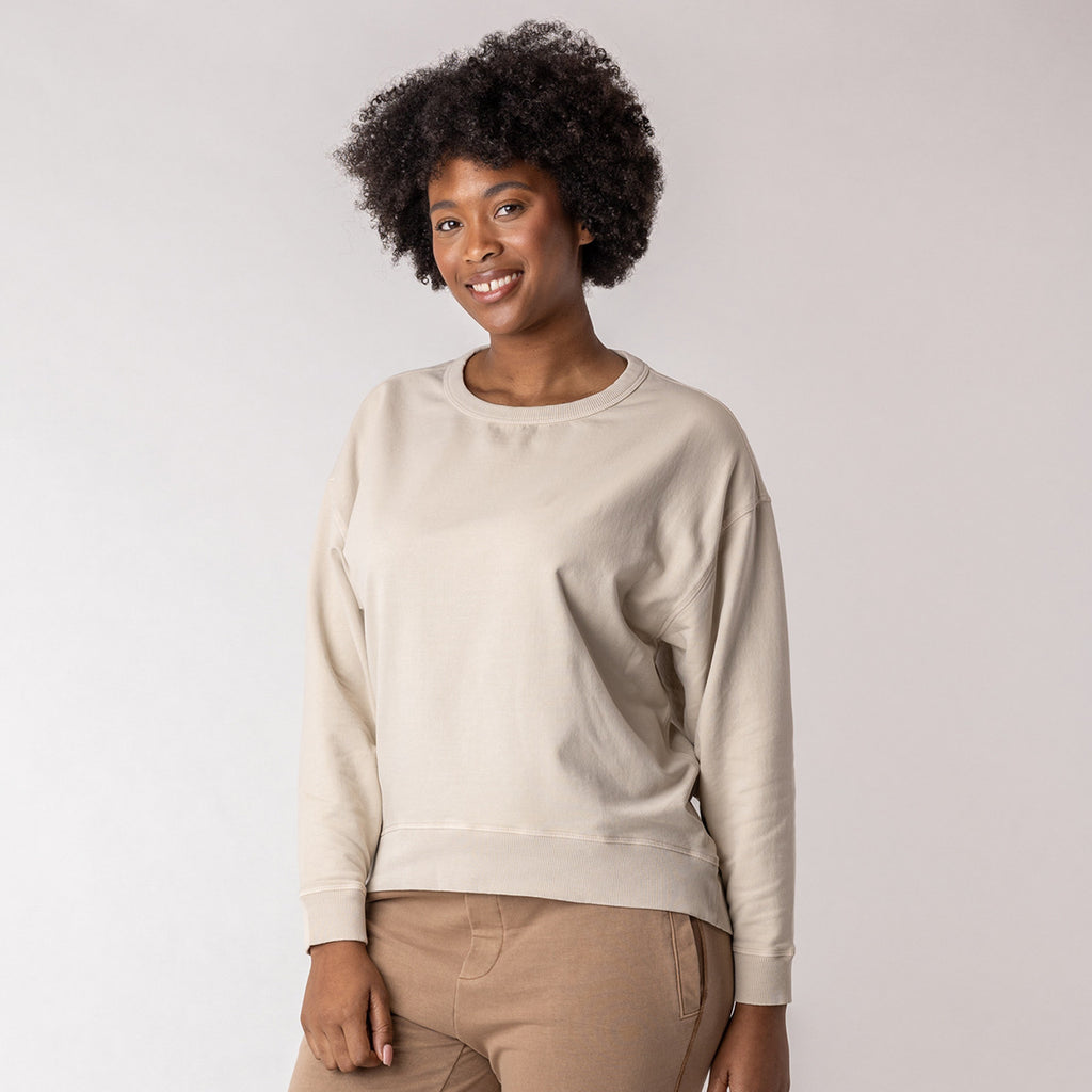 Maggie's Organics Organic Cotton Fleece Crew Sweatshirt - Pearl