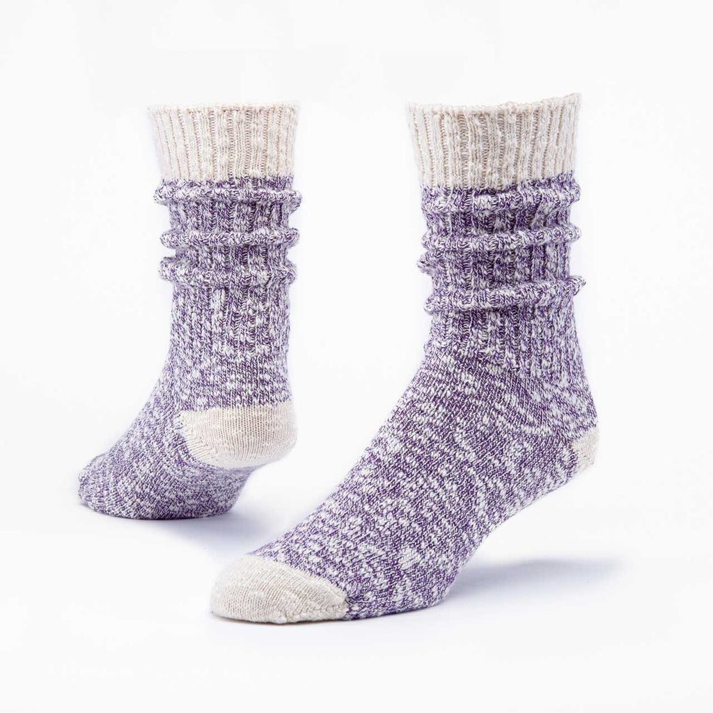 Maggie's Organics Organic Cotton Heathered Ragg Socks - Purple
