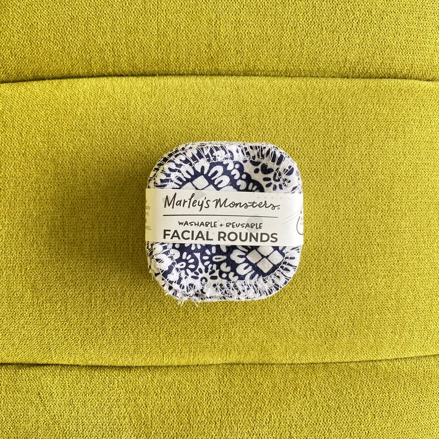 Marley's Monsters Reusable Cloth Flannel Facial Rounds - Midnight Mosaic