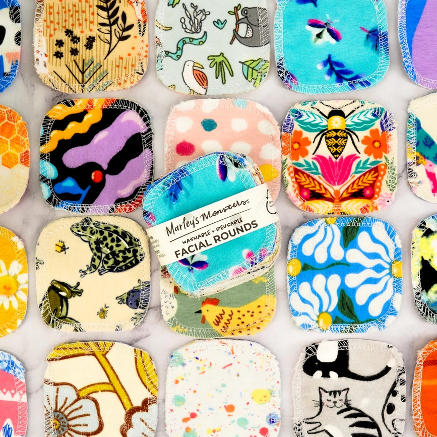 Marley's Monsters Reusable Cloth Flannel Facial Rounds - Mixed Prints