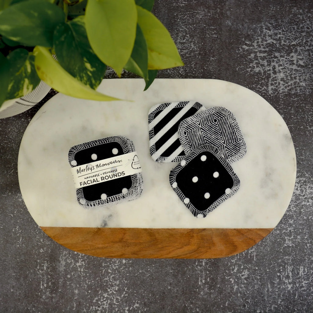 Marley's Monsters Reusable Cloth Flannel Facial Rounds - Monochrome Prints