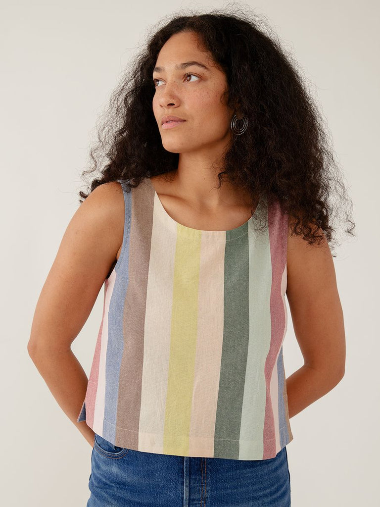 Mata Traders 100% Cotton Neko Tank Top in Vintage Rainbow – Terra