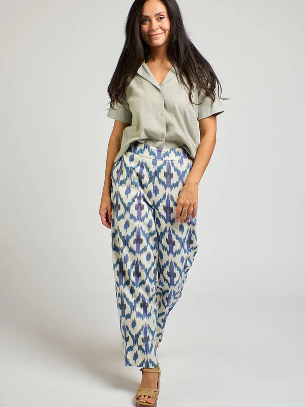 Mata Traders 100% Cotton Tabitha Pant in Seashore Ikat