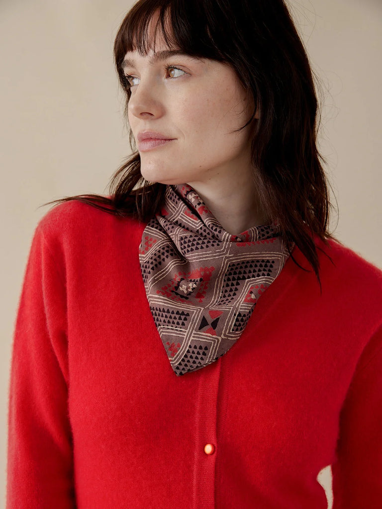 Mata Traders Betty 100% Cashmere V-Neck Cardigan Sweater in Red