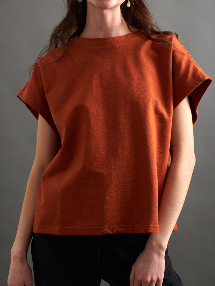 Mata Traders Cotton Caitlin Top in Loop Knit Clay