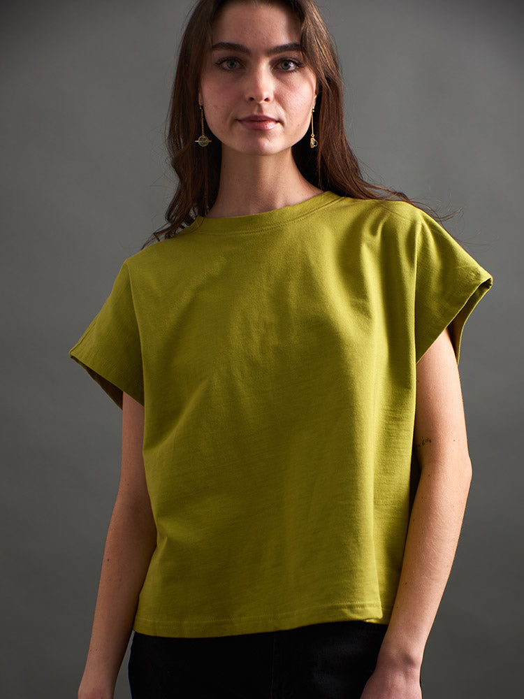 Mata Traders Cotton Caitlin Top in Loop Knit Moss