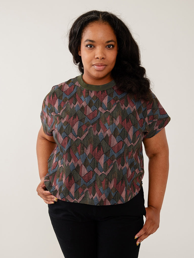 Mata Traders Cotton Spandex Blend Caitlin Top in Geo Jewels