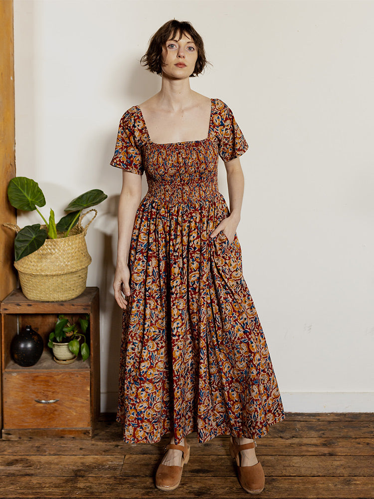 Mata Traders Cotton Teddy Dress in Ruby Floral