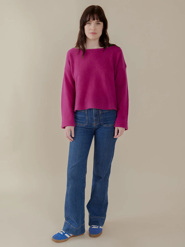 Mata Traders Dottie 100% Cashmere Boatneck Cashmere Sweater in Magenta