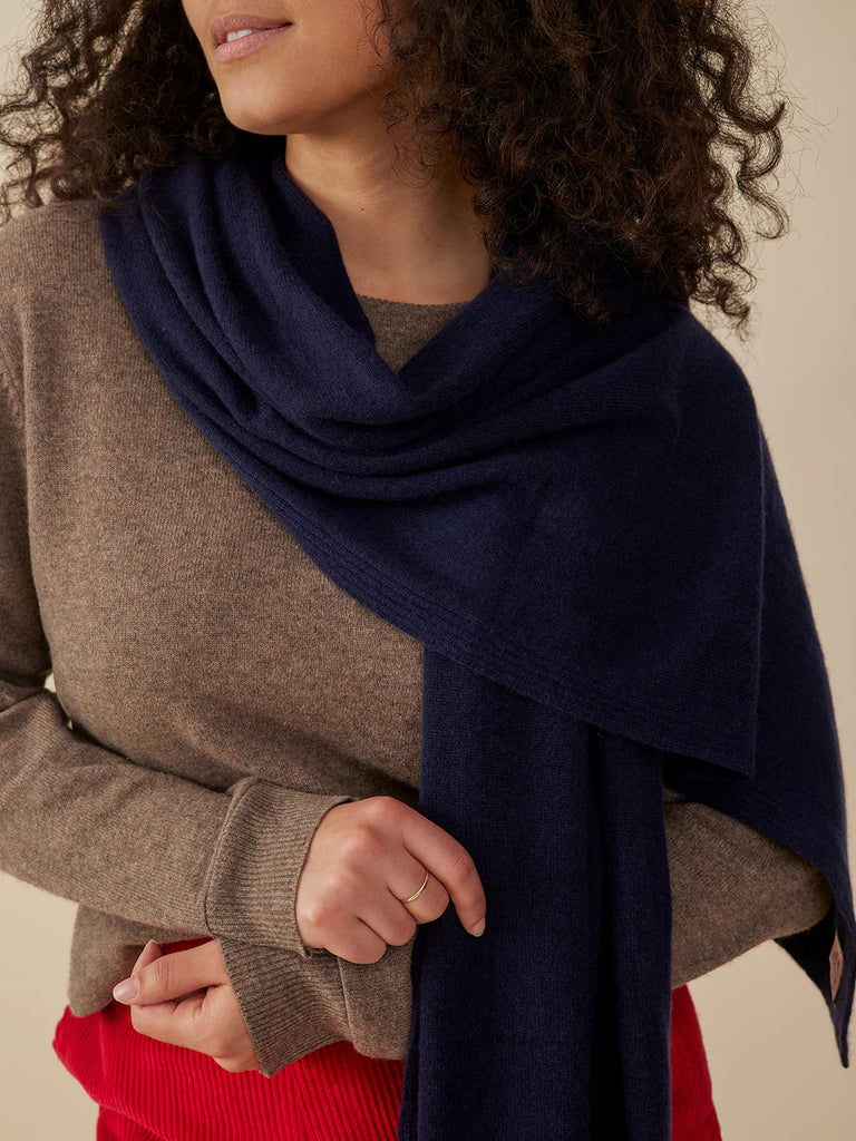 Mata Traders Meryl 100% Cashmere Wrap in Navy