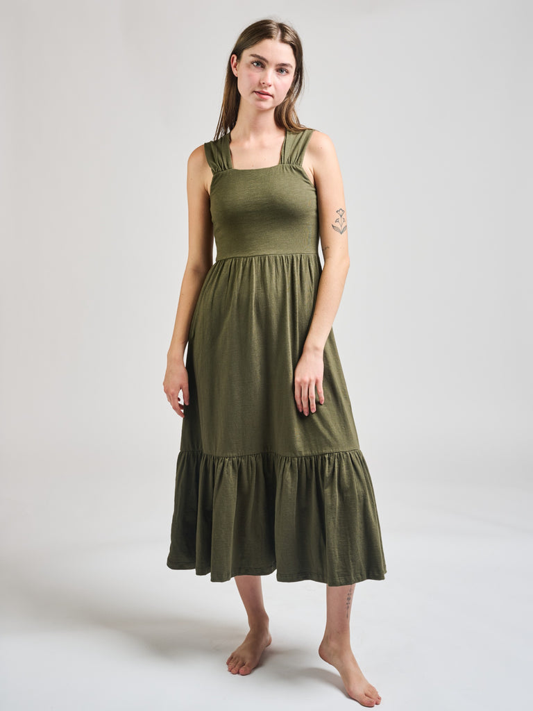 Mata Traders Cotton Slub Knit Opal Dress - Olive