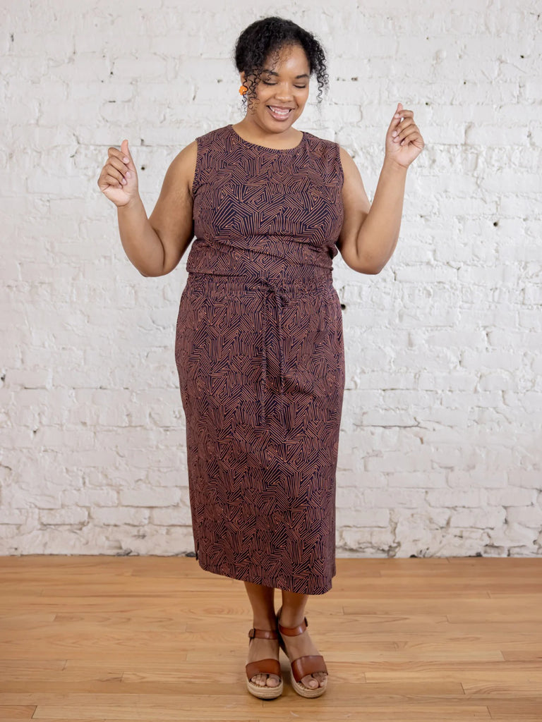 Mata Traders Organic Cotton Isla Skirt in Tree Rings Blue
