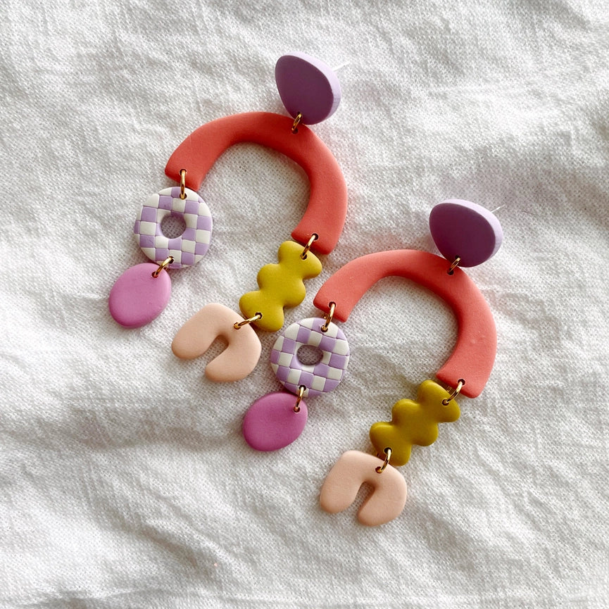 Meadow & Mae Astrid Funky Abstract Arch Polymer Clay Dangle Earrings