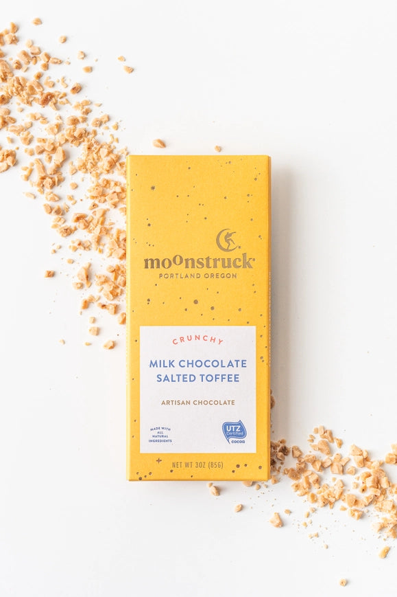 Moonstruck Chocolate Co. Crunchy Milk Chocolate Salted Toffee Bar