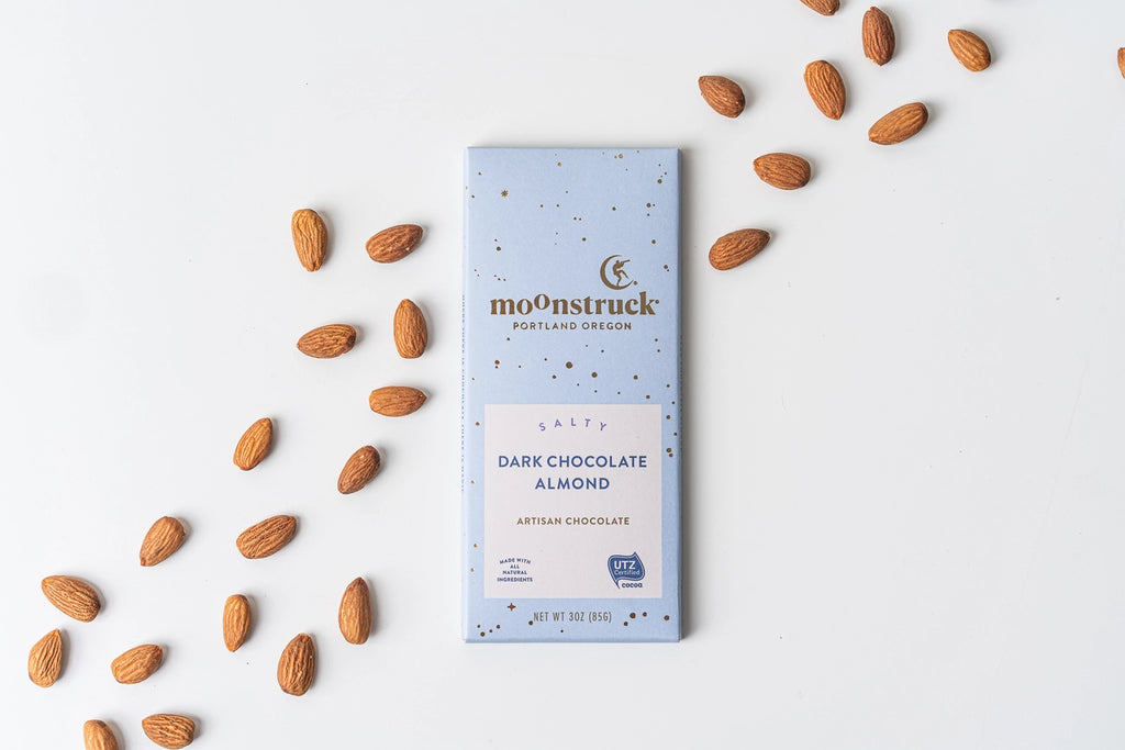 Moonstruck Chocolate Co. Salty Dark Chocolate Sea Salt Almond Bar