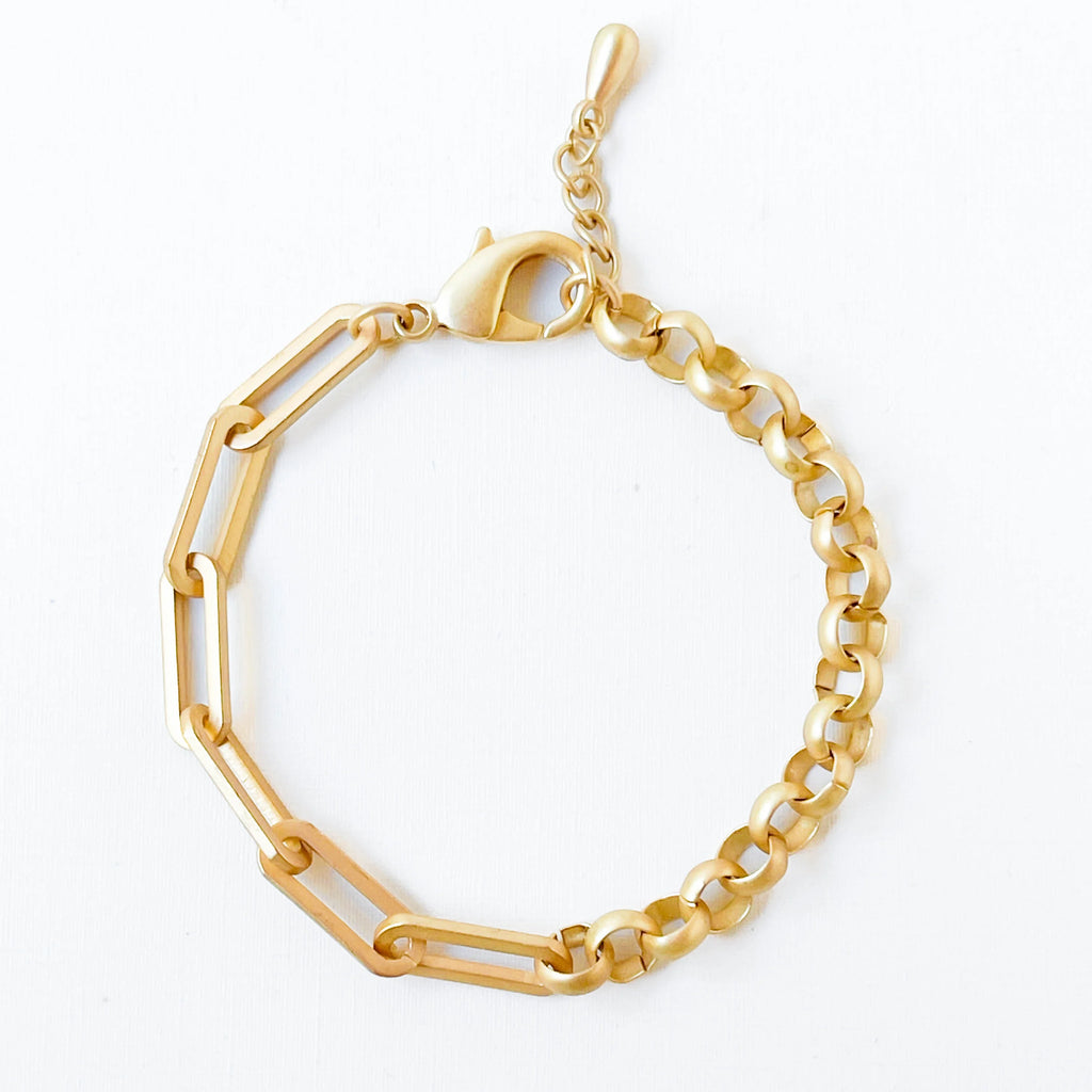 Nest Pretty Things Adjustable Chunky Two Chain Style Gold Bracelet