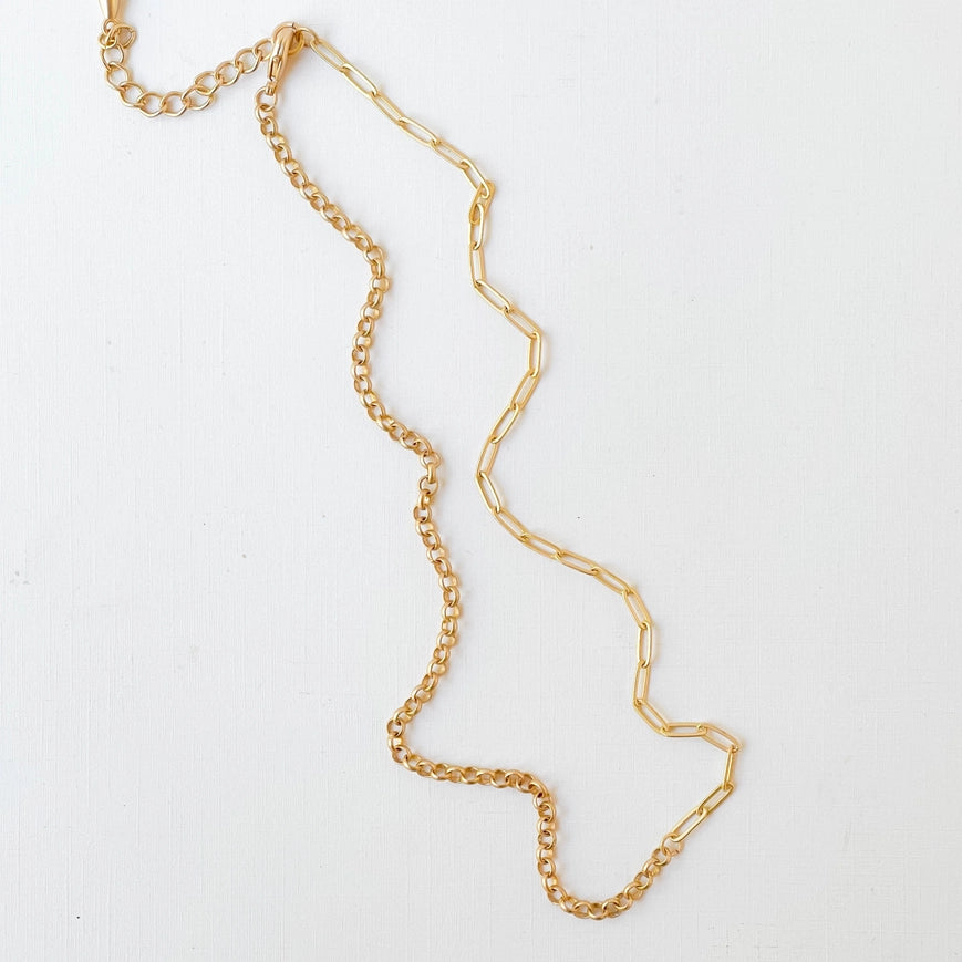 Nest Pretty Things Adjustable Two-Style Dainty Gold Paperclip and Rolo Necklace - 17"