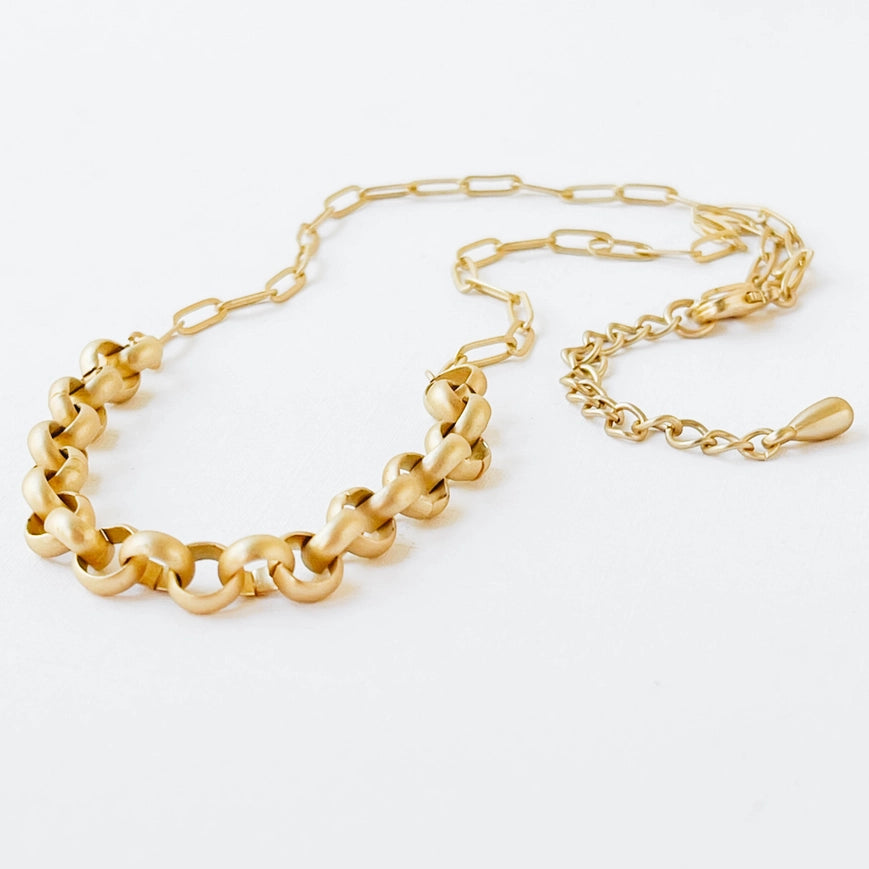 Nest Pretty Things Adjustable Two-Style Gold Paperclip and Rolo Necklace - 17"