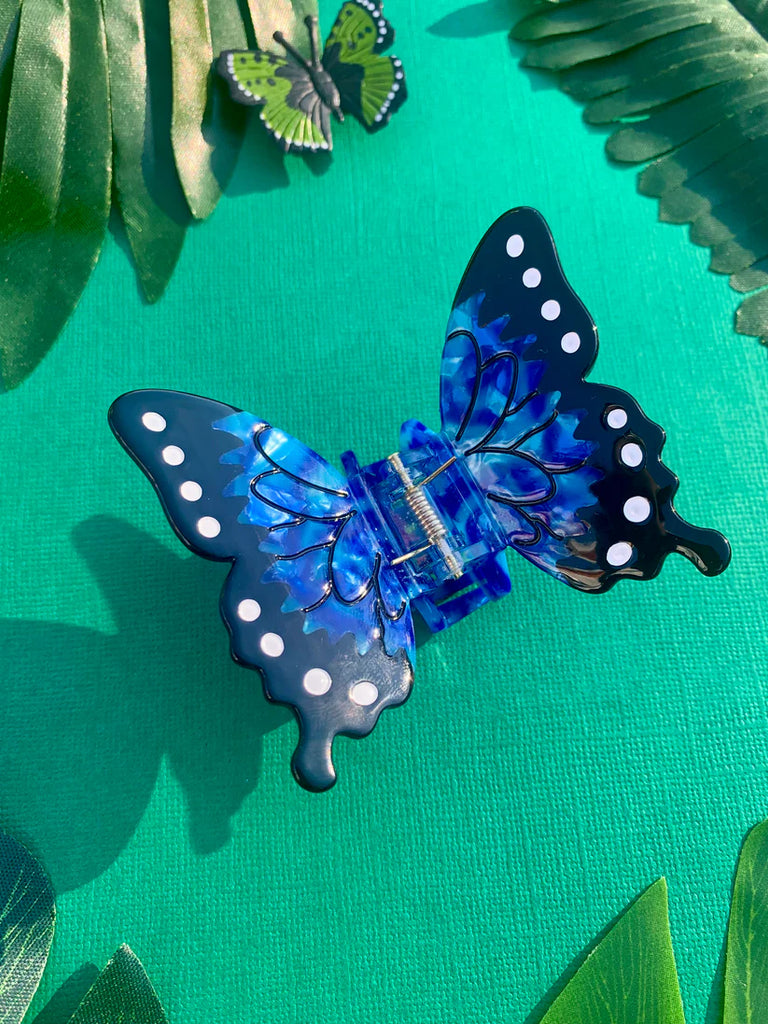 Not Picasso Eco-Friendly Cellulose Acetate Blue Morpho Butterfly Hair Claw
