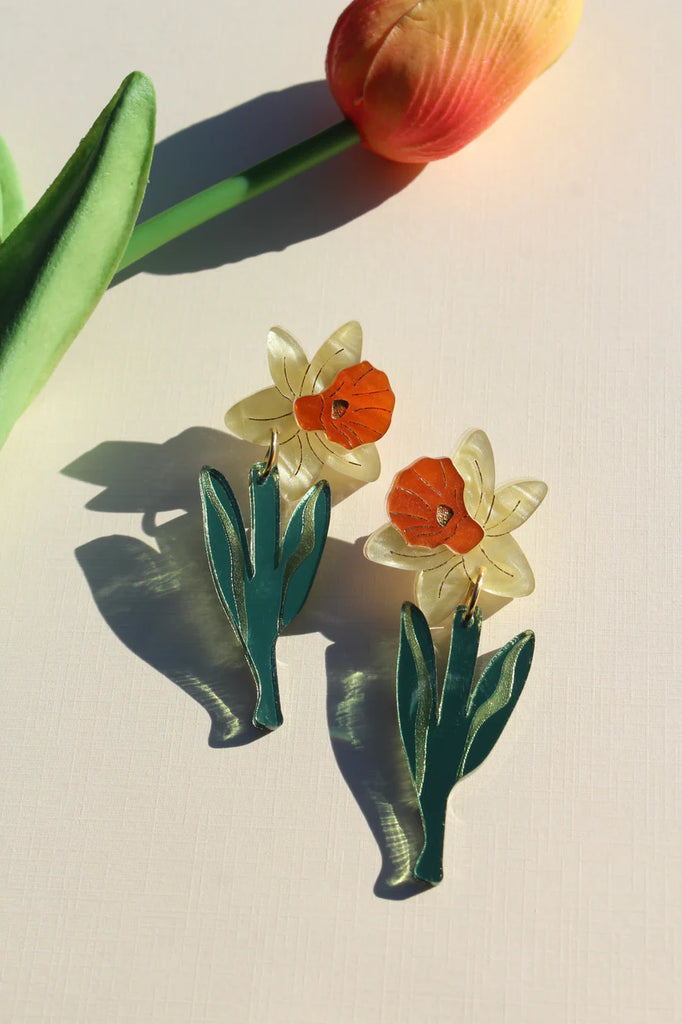 Not Picasso Laser Cut Acrylic Daffodils Dangle Earrings