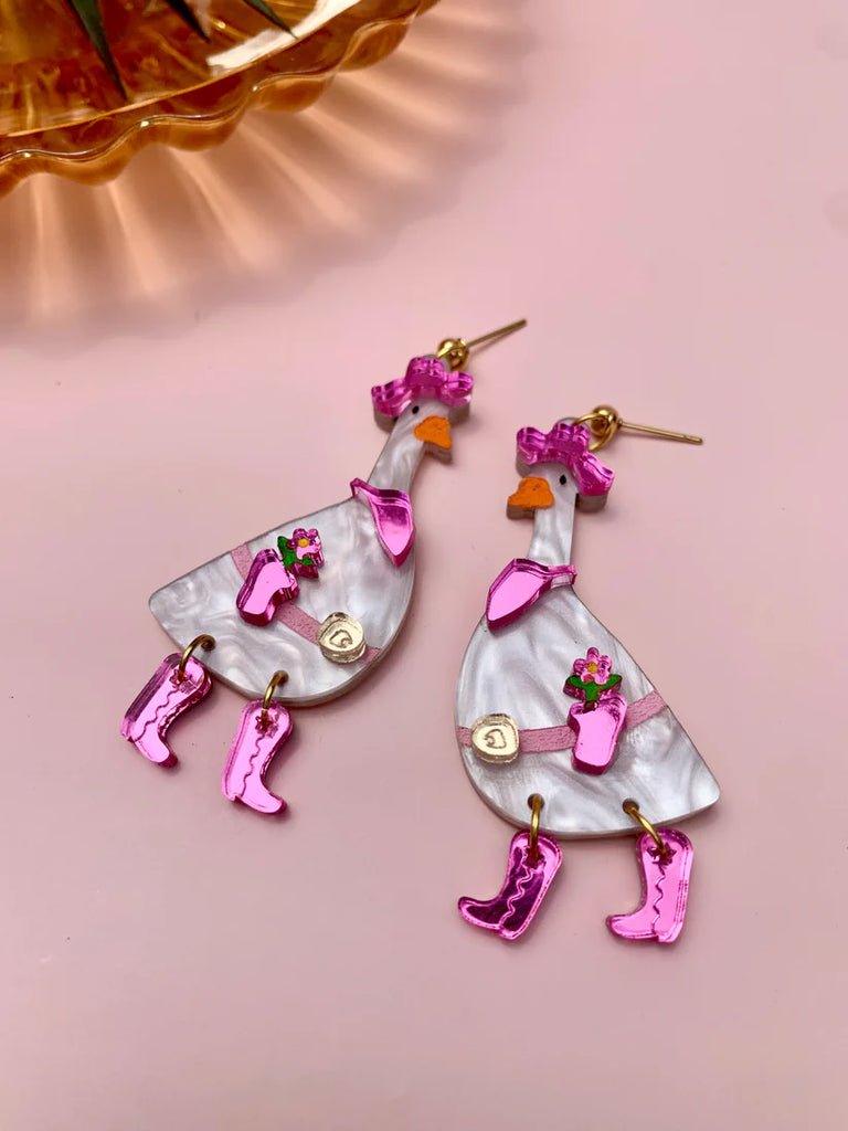Not Picasso Laser Cut Acrylic Dolly Parton-Inspired Goose Dangle Earrings