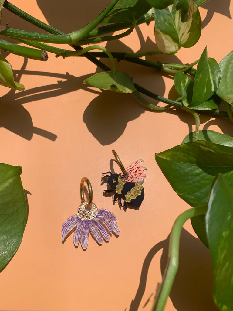 Not Picasso Laser Cut Acrylic Flower & Bee Dangle Earrings