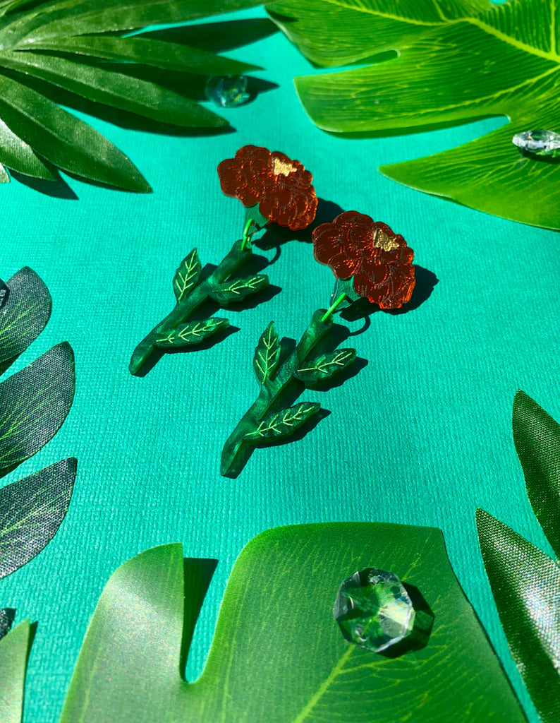 Not Picasso Laser Cut Acrylic Marigolds Dangle Earrings 