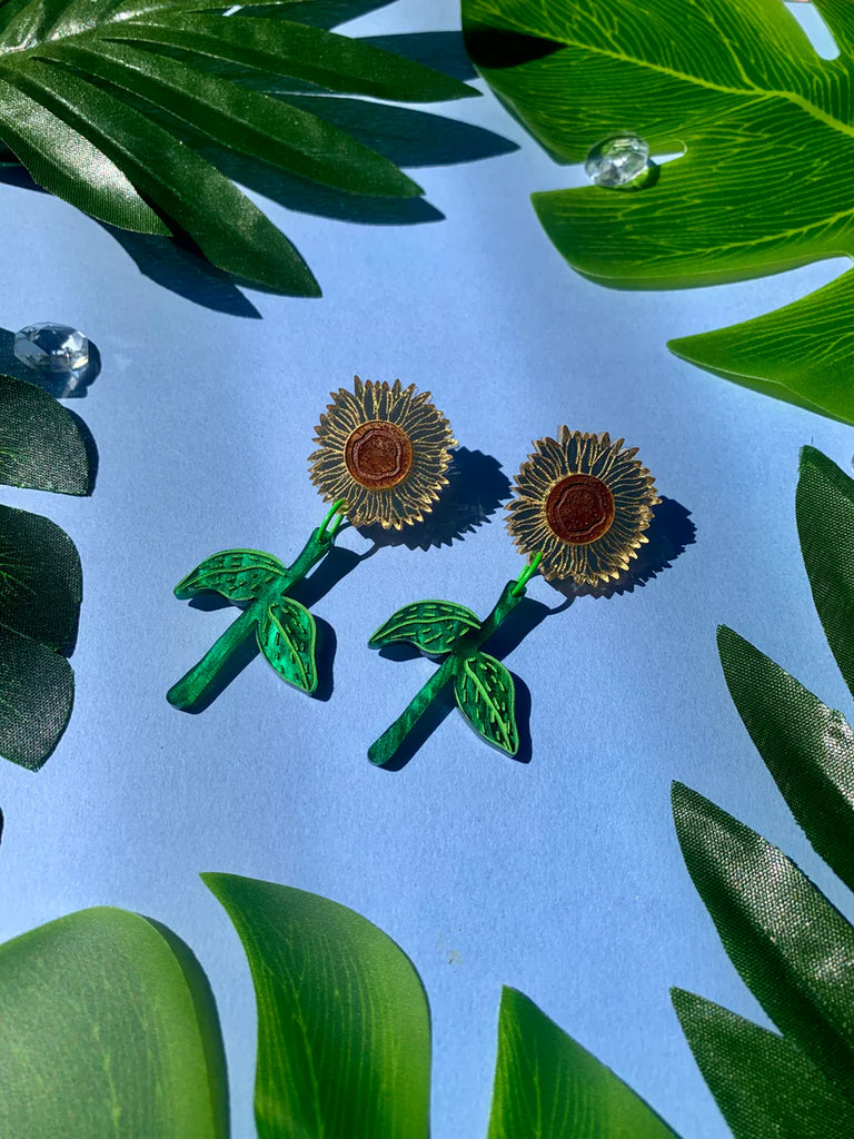 Not Picasso Laser Cut Acrylic Sunflowers Dangle Earrings