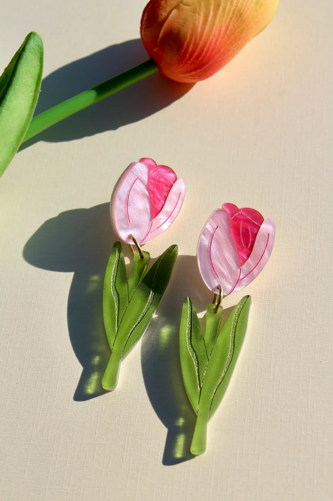 Not Picasso Laser Cut Acrylic Tulips Dangle Earrings 