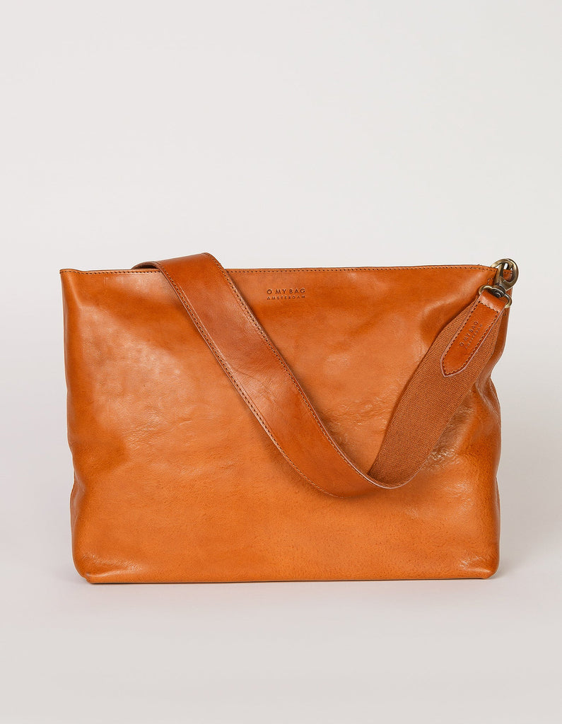 O My Bag Olivia Cognac Stromboli Leather Over the Shoulder or Crossbody Purse