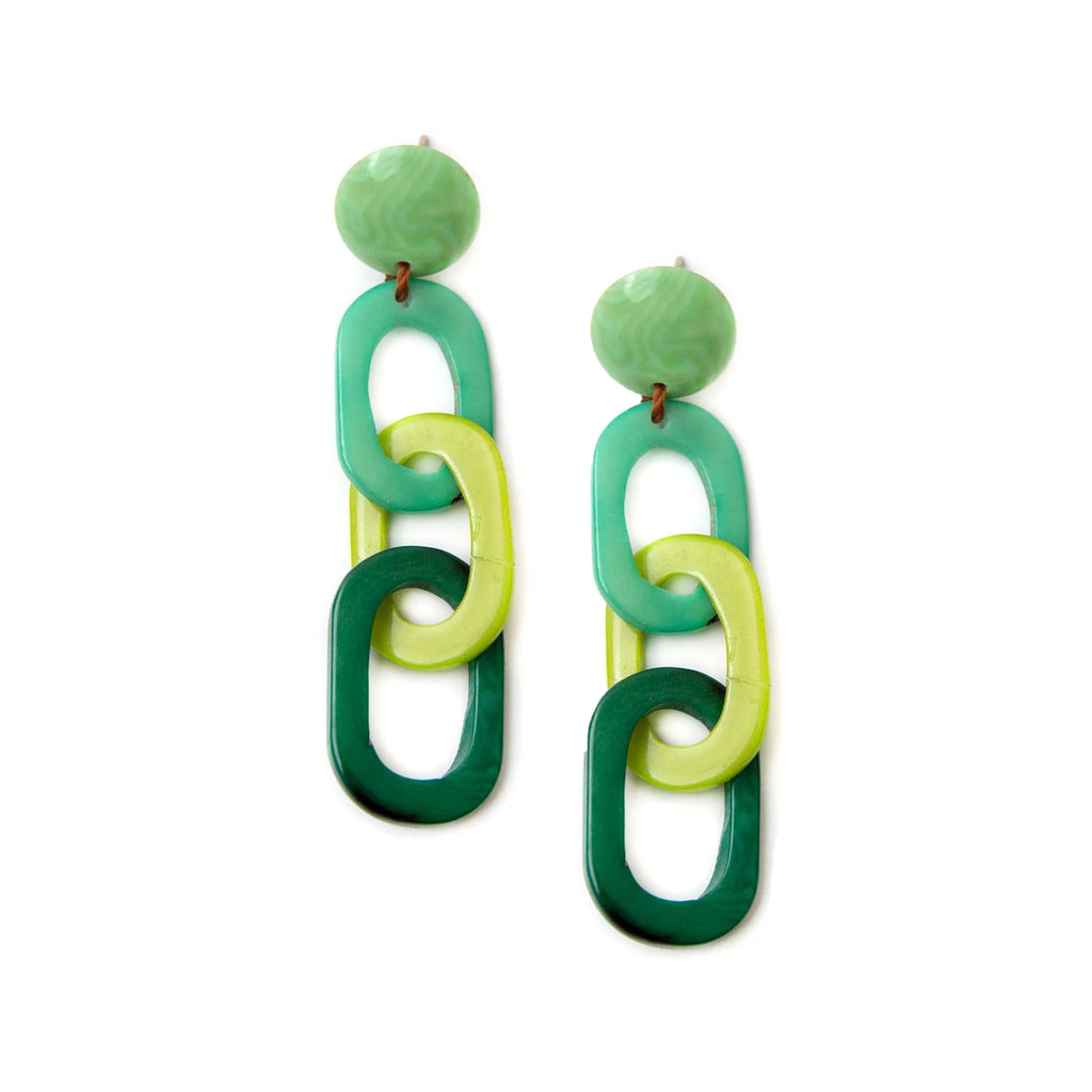 Organic Tagua Jewelry Handcrafted Luciana Earrings - Lime Combo