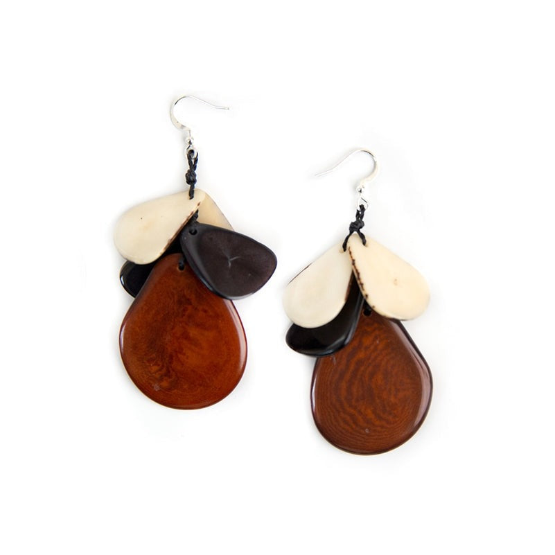 Organic Tagua Jewelry Handcrafted Tagua Jordin Earrings - Onyx Combo