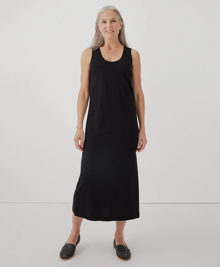 Pact Clothing GOTS Certified Organic Cotton Softspun Tank Midi Dress - Black