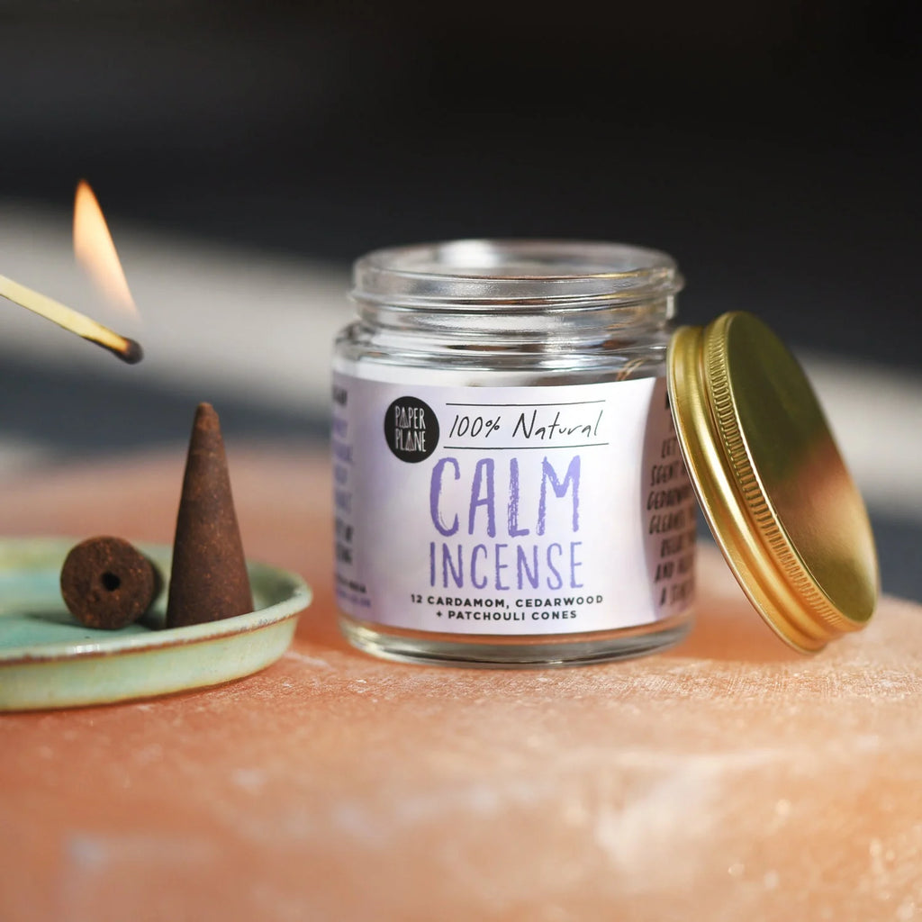Paper Plane Self Care Plant Based Vegan Jar of Incense Cones - Calm