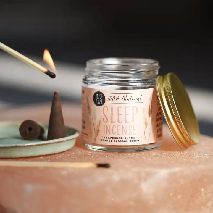Paper Plane Self Care Plant Based Vegan Jar of Incense Cones - Sleep