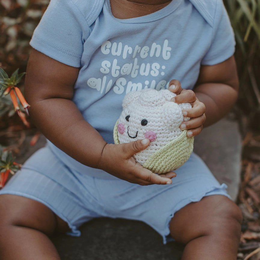 Pebble Rattles Pebble Handmade Fair Trade Organic Cotton Soft Cauliflower Rattle Baby ...