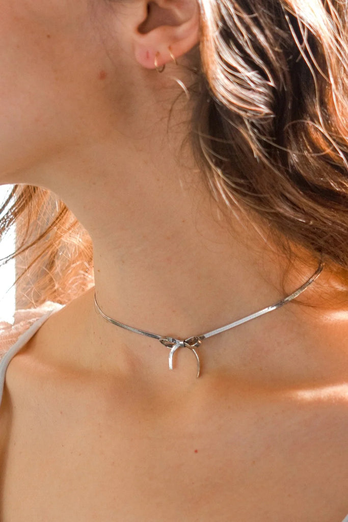 Peter + June Bow Peep Silver Choker Necklace