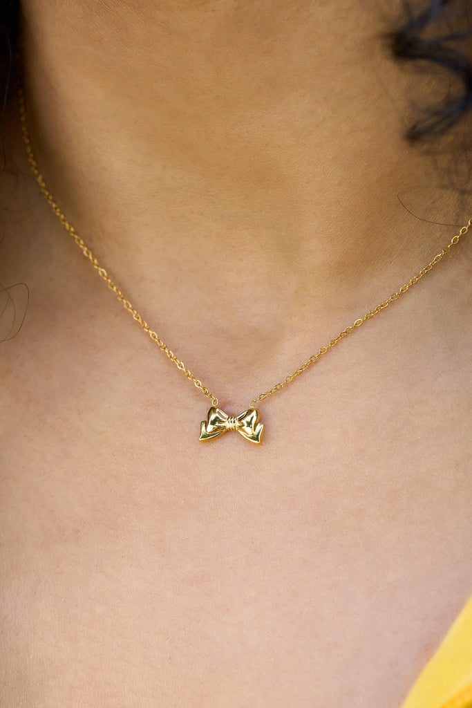 Peter + June Tiny Bow Necklace 18k Gold Plated Jewelry