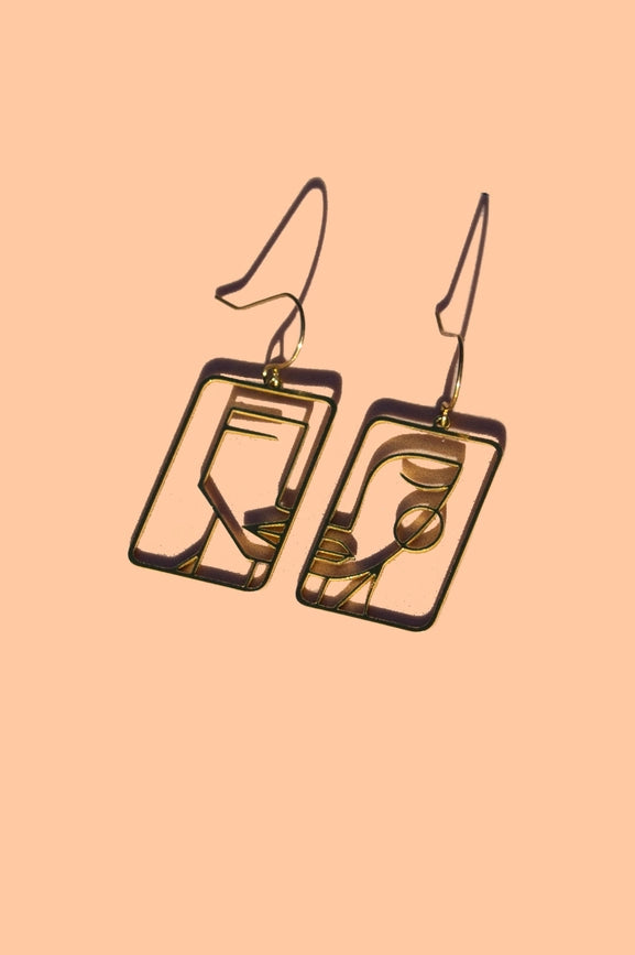 Peter + June Two Faced Earrings - Brass