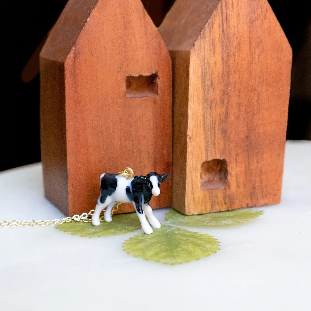 Peter + June Tiny Spotted Cow Porcelain Necklace