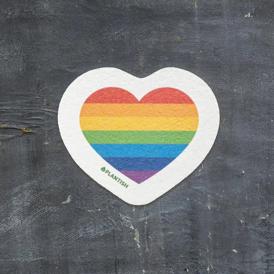 Plantish Pop Up Cellulose Dish Sponges PRIDE Rainbow Heart - Natural Zero Waste