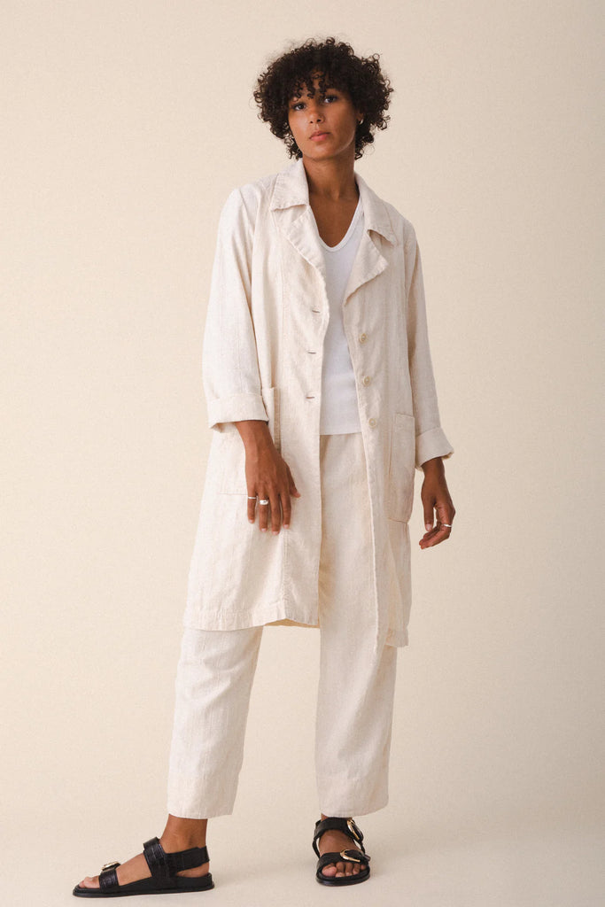 Prairie Underground 100% Deadstock Linen Orlando Jacket in Oyster