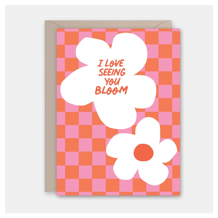 Rock Scissor Paper I Love Seeing You Bloom Checkerboard Encouragement Card