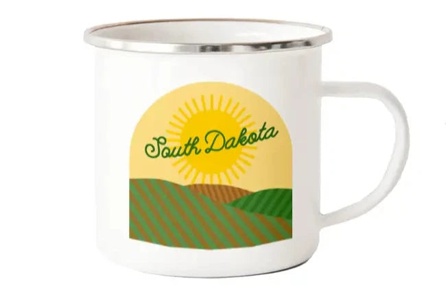 Rock Scissor Paper Personalized South Dakota Farmland 10oz Enamel Camp Mug